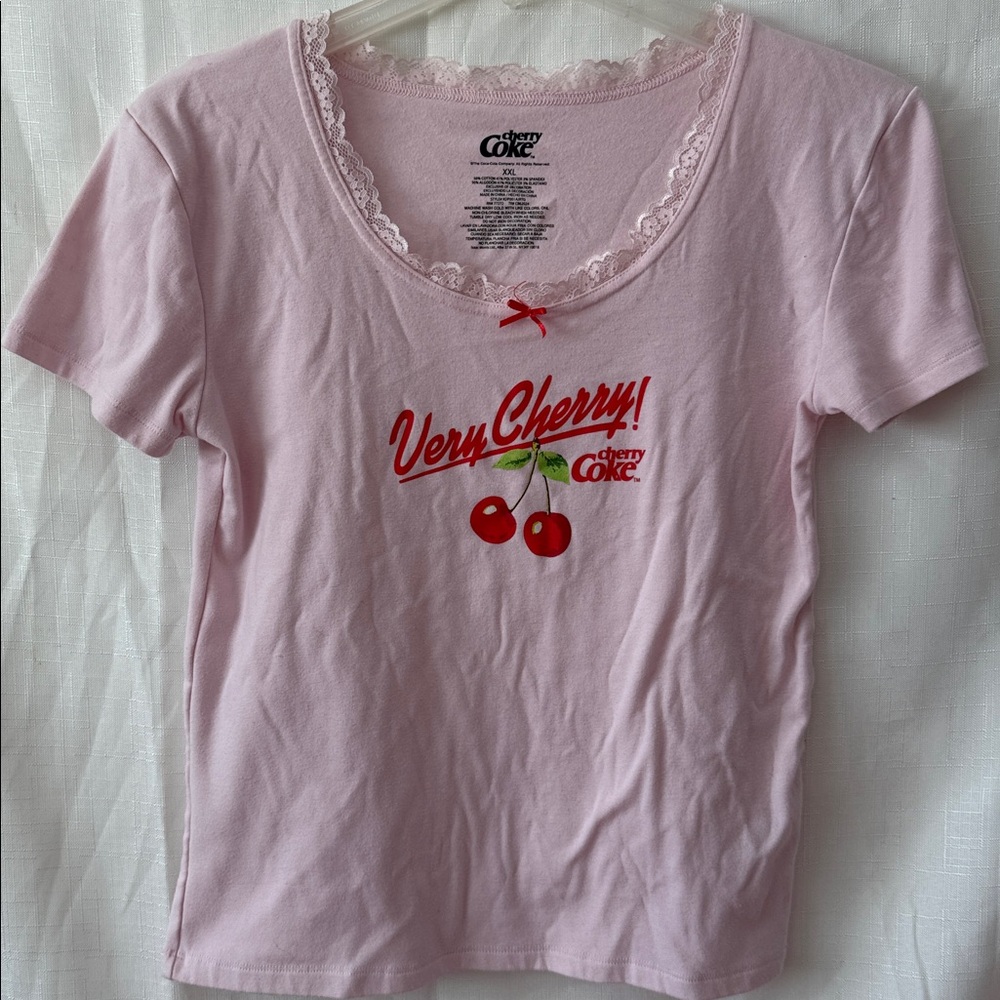 Coca Cola Pink T-Shirt with Cherry Graphic